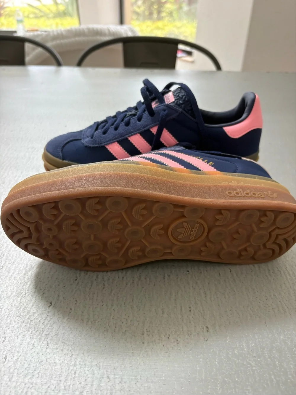 adidas Gazelle Navy with Pink Platform Sneakers